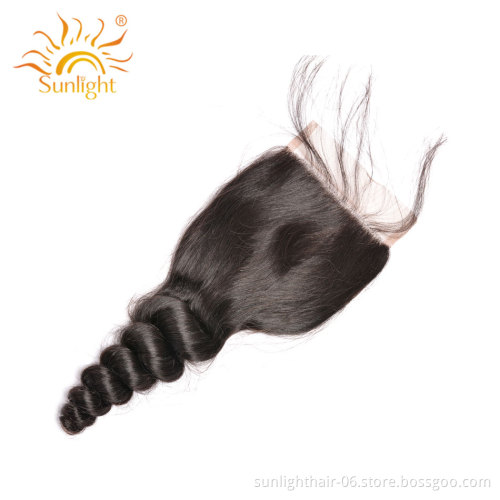 Sunlight Indian/brazilian cuticle aligned Virgin Hair Loose Wave 4 Bundles With lace Closure extension 7A hair bundle cheap hair